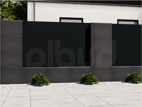 bloczki z betonowe na ogrodzenie grafitowe przykładowa realizacja