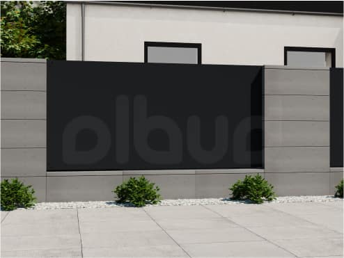 bloczki z betonu architektonicznego na ogrodzenie grafit z ogrodzeniem aluminiowym