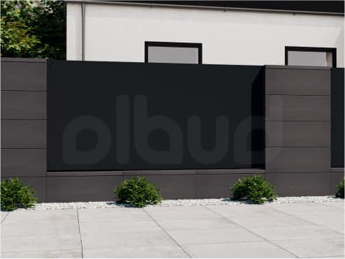 bloczki z betonu architektonicznego grafit z przęsłami aluminiowymi