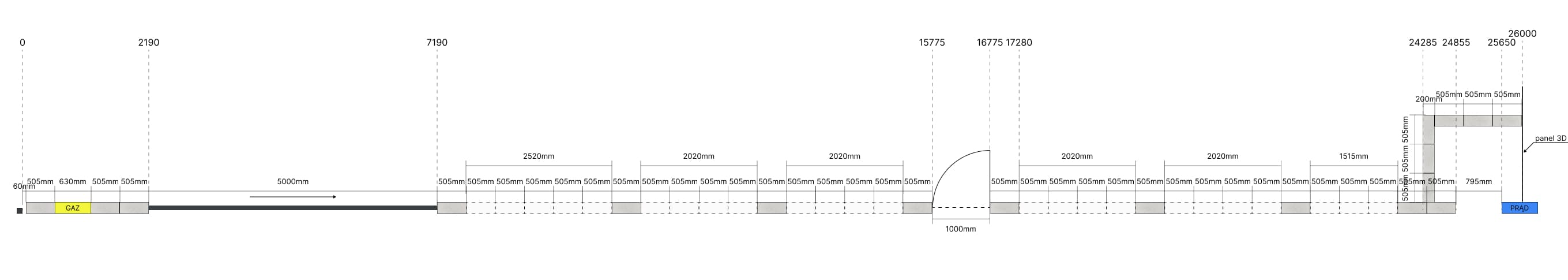 wizualizacja ogrodzenie poziome wiśniowski aw.10.104 bloczki joniec gładkie rzut